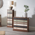 Loft Pine 6 Drawer Chest with sage green drawer from Roseland Furniture