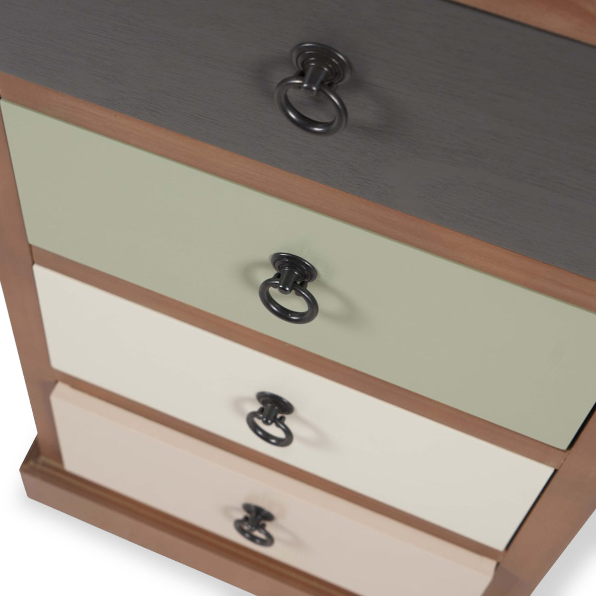 Loft Pine 5 Drawer Tallboy with sage green drawer from Roseland Furniture