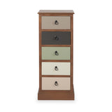 Loft Pine 5 Drawer Tallboy with sage green drawer from Roseland Furniture