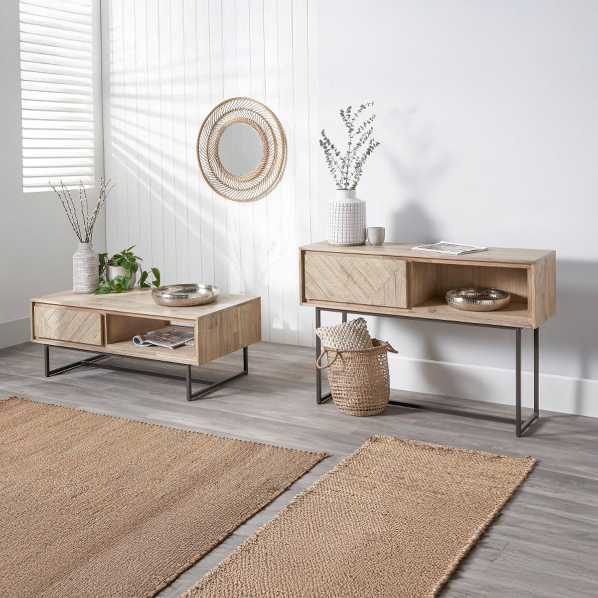 Marca Sand Wash 1 Drawer Console Table from Roseland Furniture