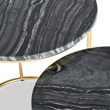 Milly So2 Black Marble and Gold Metal Side Tables from Roseland Furniture
