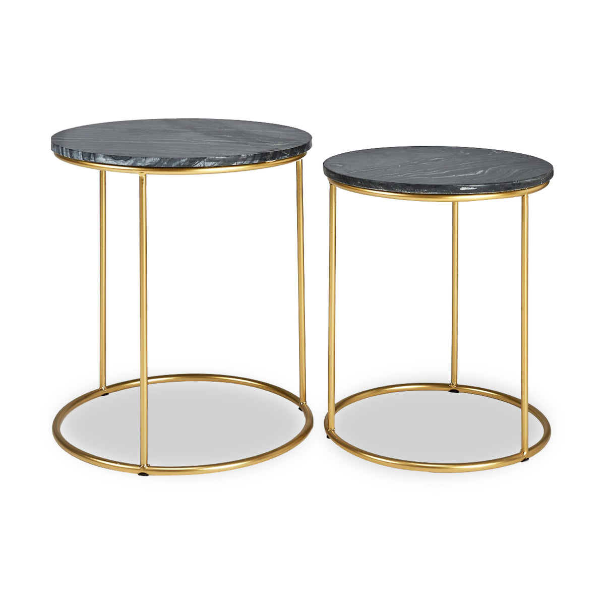 Milly So2 Black Marble and Gold Metal Side Tables from Roseland Furniture