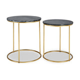 Milly So2 Black Marble and Gold Metal Side Tables from Roseland Furniture