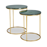 Milly So2 Green Marble and Gold Metal Side Tables from Roseland Furniture