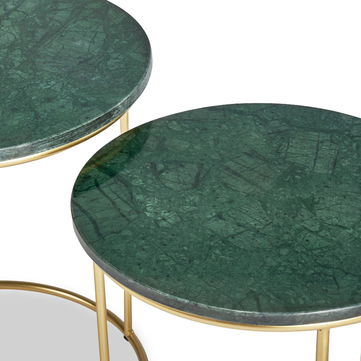 Milly So2 Green Marble and Gold Metal Side Tables from Roseland Furniture