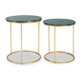 Milly So2 Green Marble and Gold Metal Side Tables from Roseland Furniture