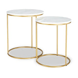 Milly So2 White Marble and Gold Metal Side Tables from Roseland Furniture
