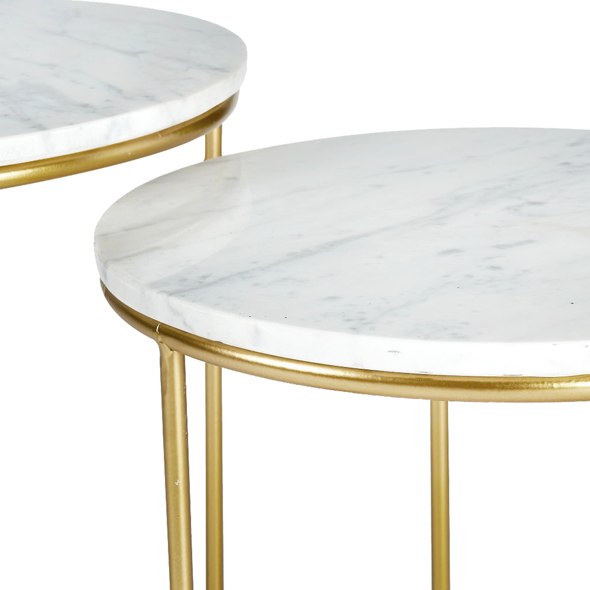 Milly So2 White Marble and Gold Metal Side Tables from Roseland Furniture
