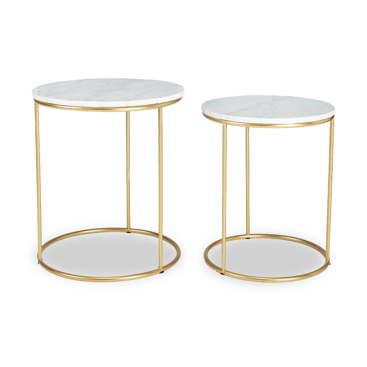 Milly So2 White Marble and Gold Metal Side Tables from Roseland Furniture