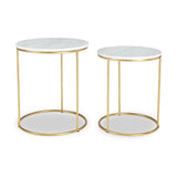 Milly So2 White Marble and Gold Metal Side Tables from Roseland Furniture