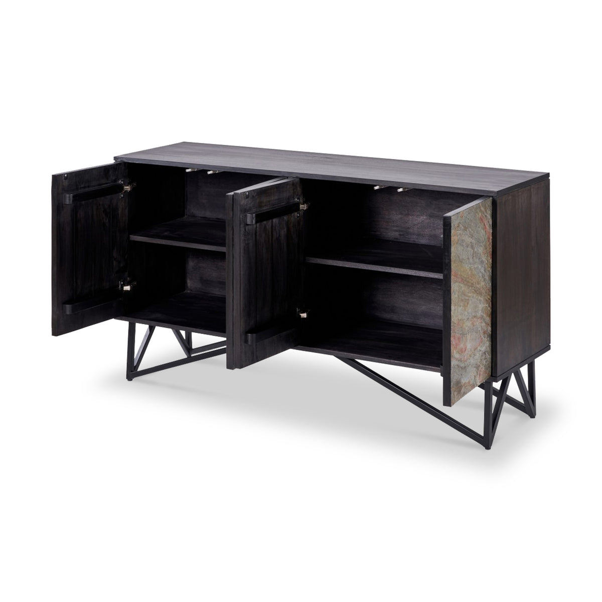 Verde Black 4 Door Sideboard from Roseland Furniture