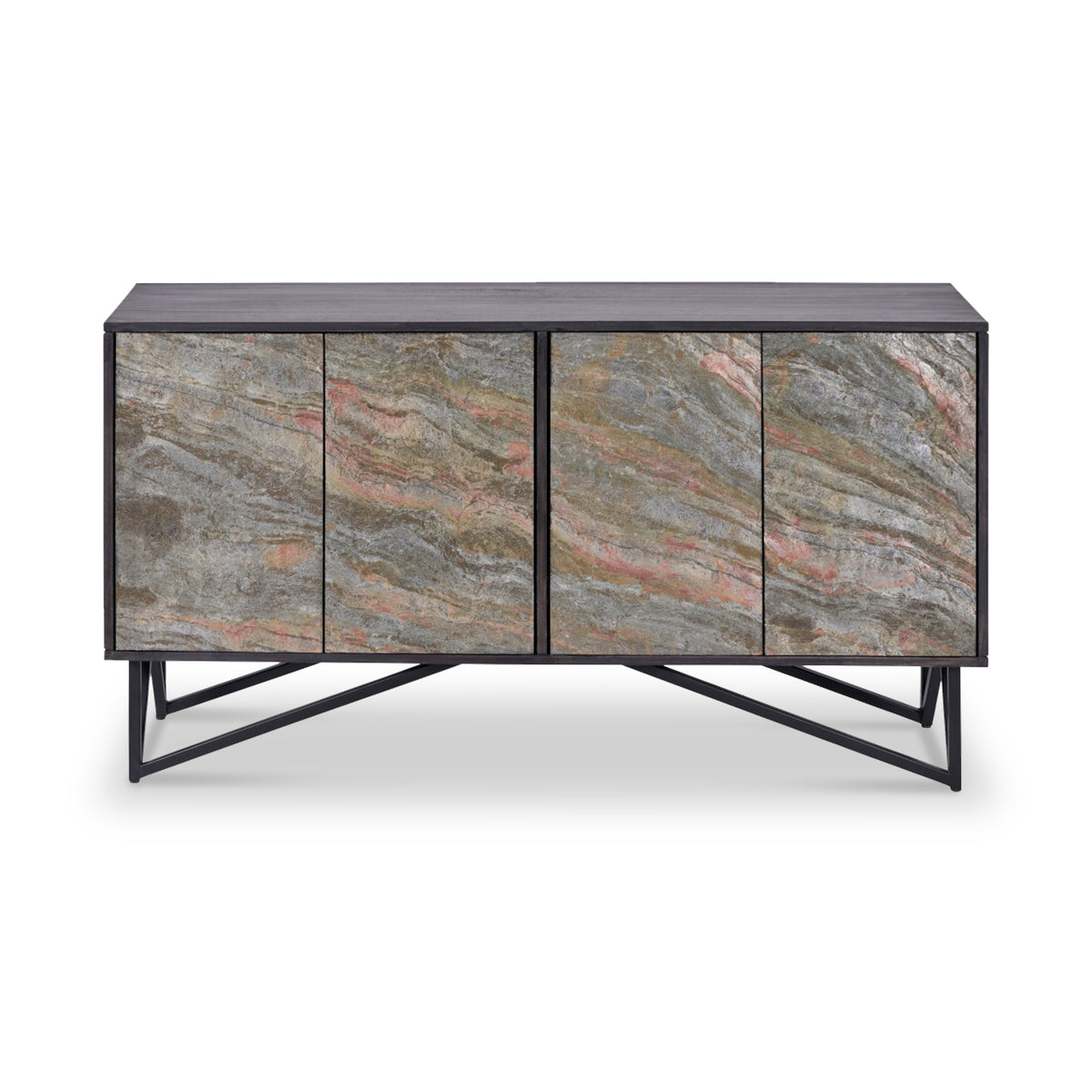 Verde Black 4 Door Sideboard from Roseland Furniture