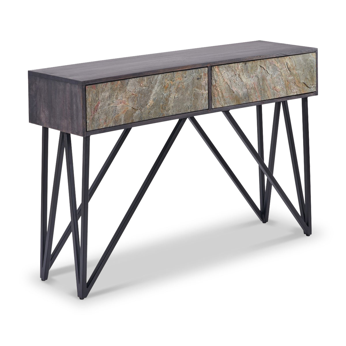 Verde Black 2 Drawer Console Table from Roseland Furniture
