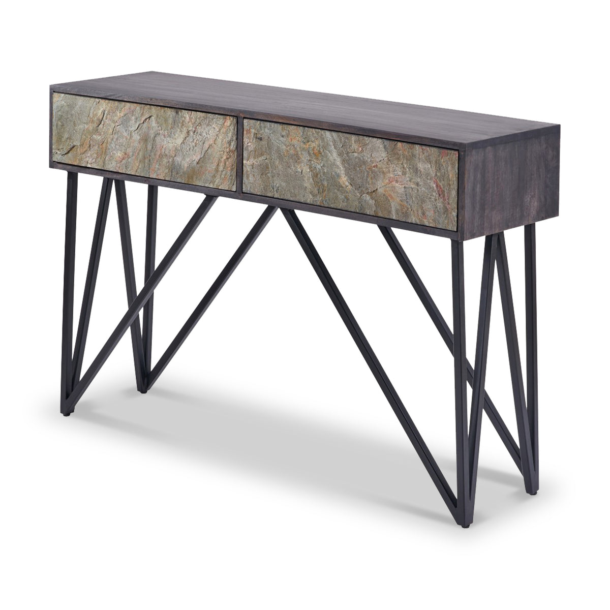 Verde Black 2 Drawer Console Table from Roseland Furniture