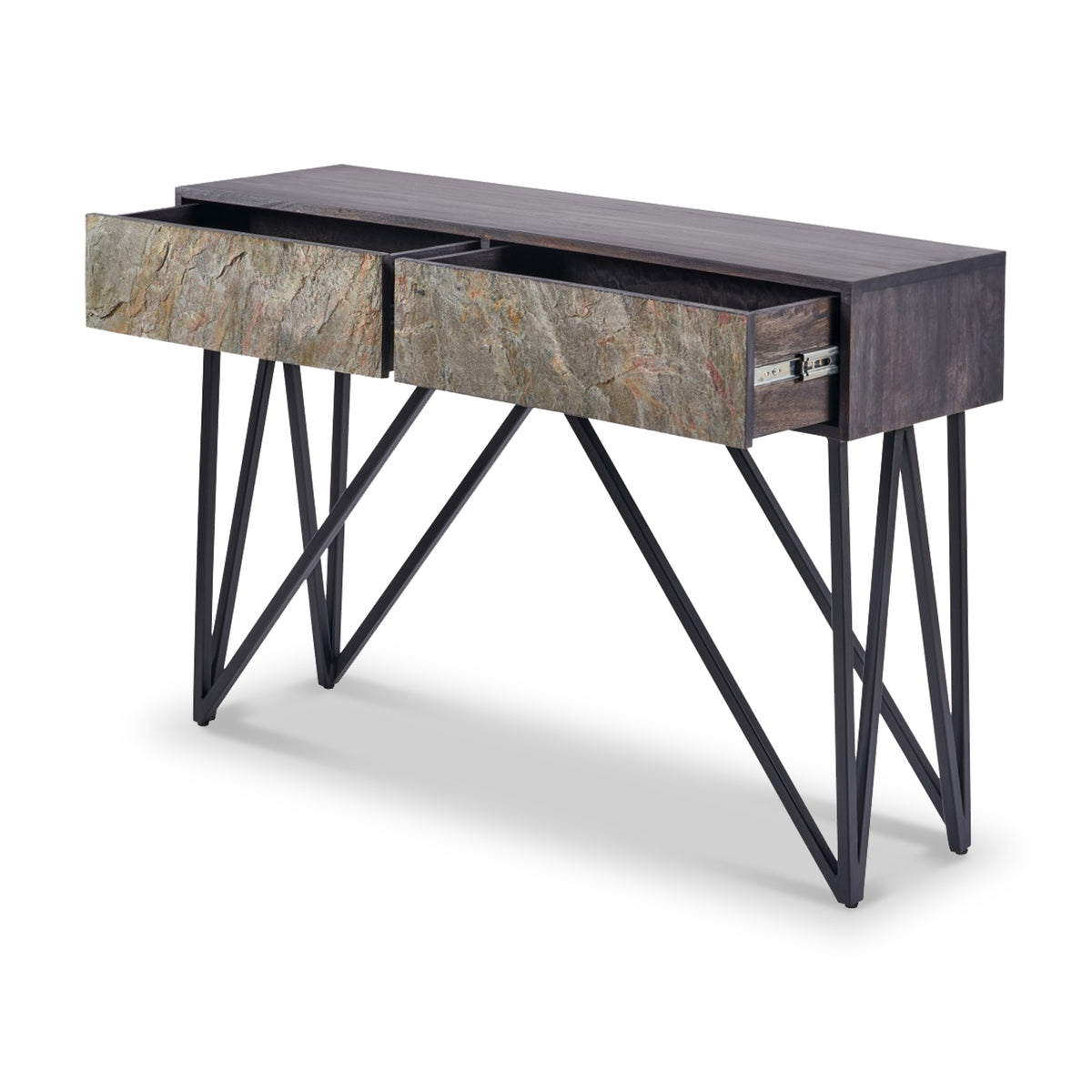 Verde Black 2 Drawer Console Table from Roseland Furniture