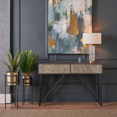 Verde Stone Effect Console Table Table