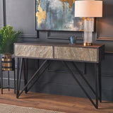 Verde Black 2 Drawer Console Table from Roseland Furniture