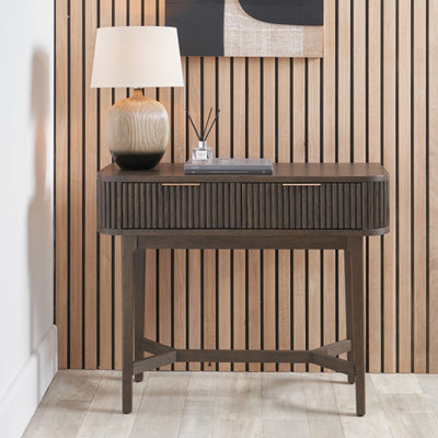 Raie Fluted Oak and Pine Console Table Table