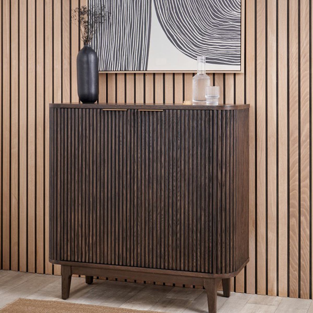 Raie Dark Brown 2 Door Bar Cabinet from Roseland Furniture