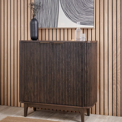 Raie Fluted Oak and Pine Small Sideboard