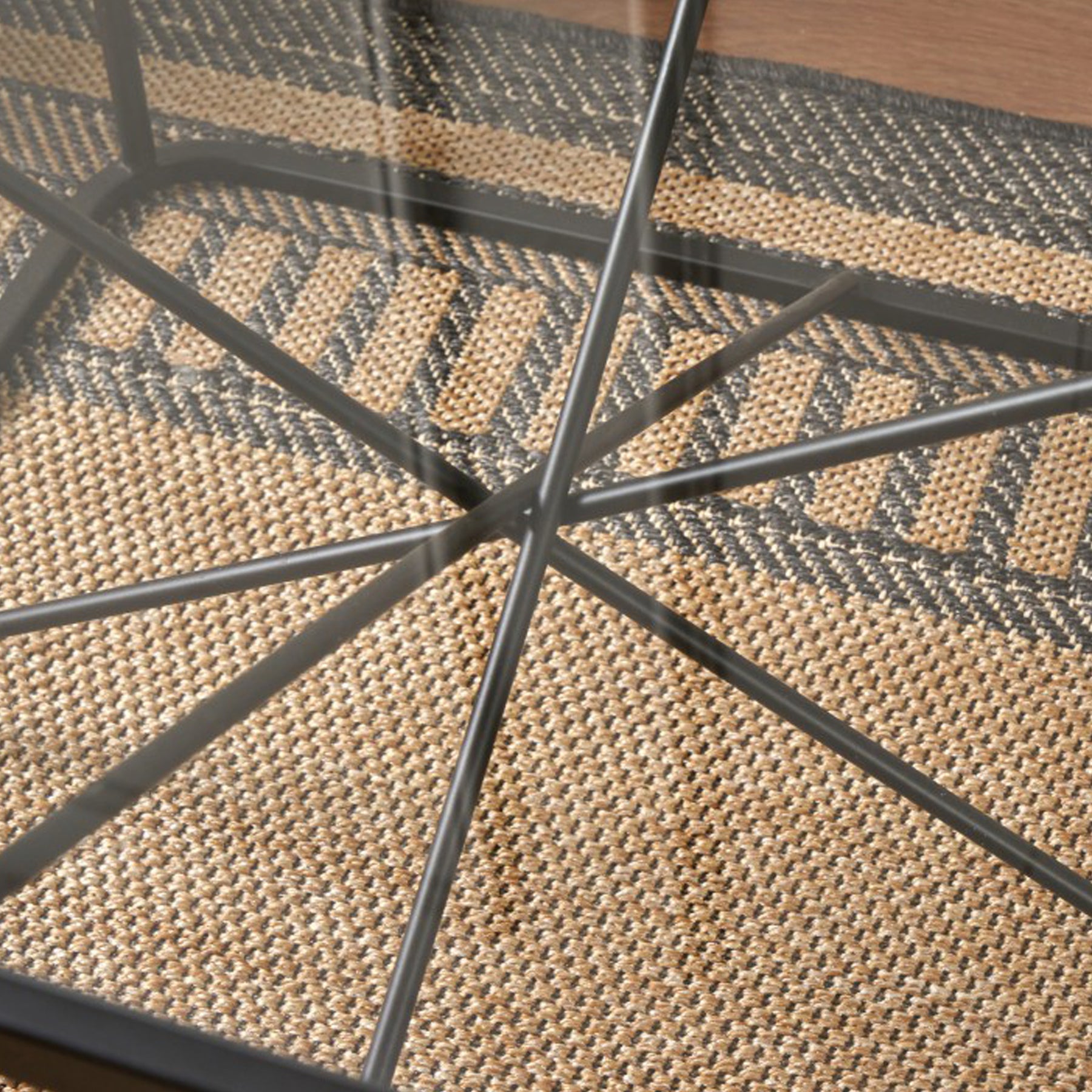 Roxy Glass and Black Metal Coffee Table from Roseland Furniture