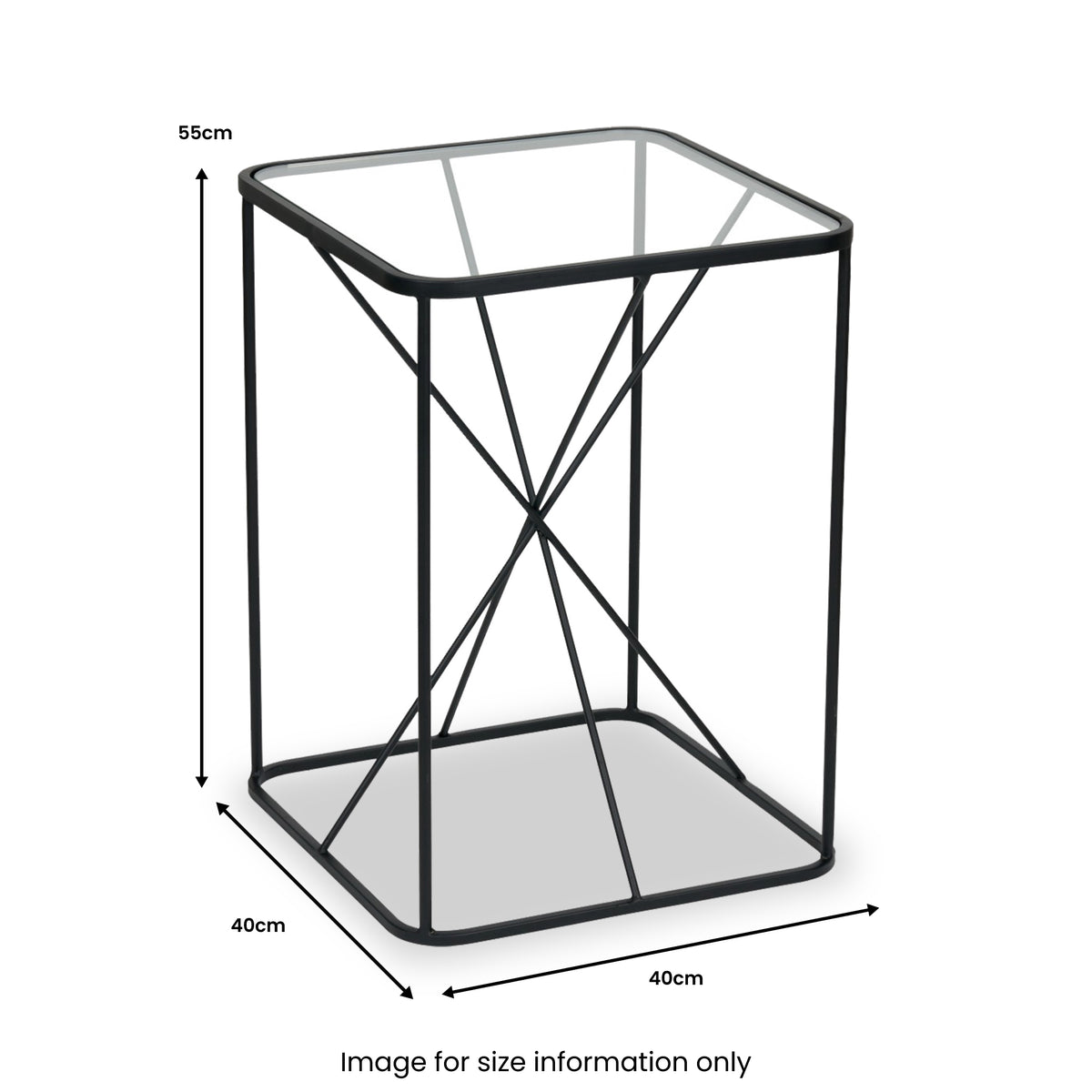 Roxy Glass and Black Metal Side Table from Roseland Furniture