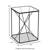 Roxy Glass and Black Metal Side Table from Roseland Furniture
