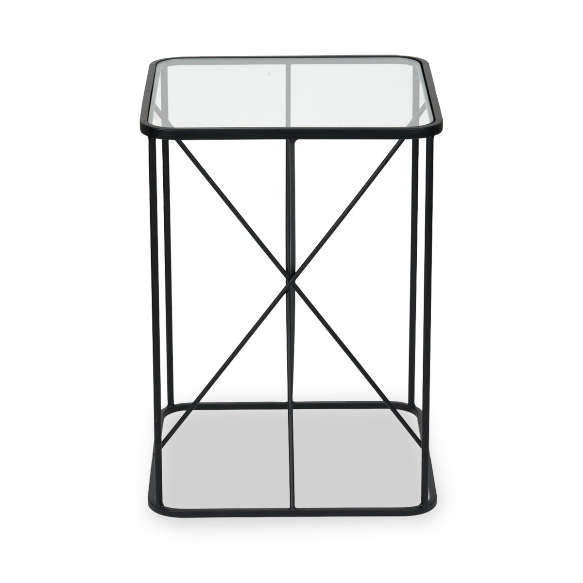 Roxy Glass and Black Metal Side Table from Roseland Furniture