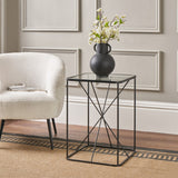 Roxy Glass and Black Metal Side Table from Roseland Furniture