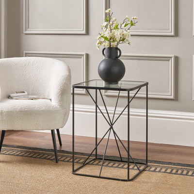 Roxy Glass Top Square Side Table