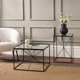 Roxy Glass and Black Metal Side Table from Roseland Furniture