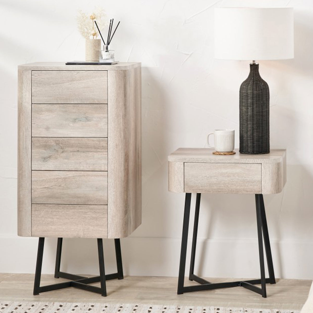 Ukiah Grey Oak 1 Drawer Unit from Roseland Furniture