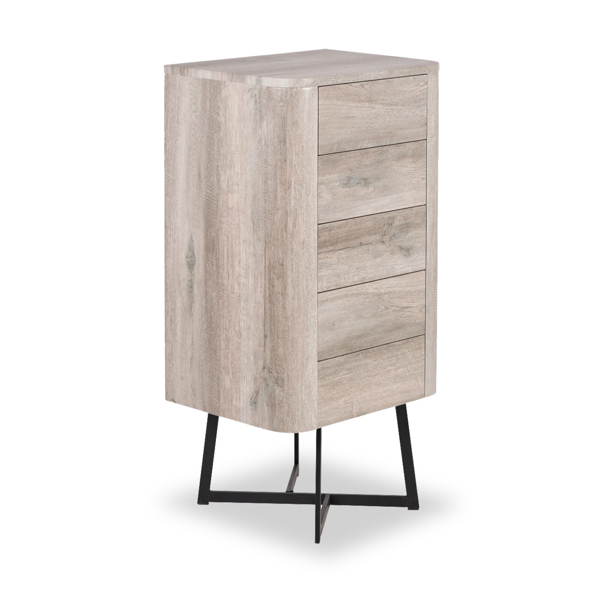 Ukiah Grey Oak 5 Drawer Tall Boy from Roseland Furniture