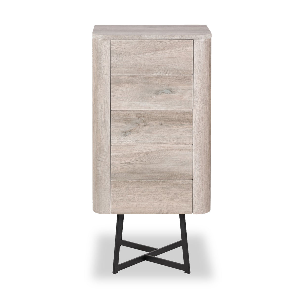Ukiah Grey Oak 5 Drawer Tall Boy from Roseland Furniture