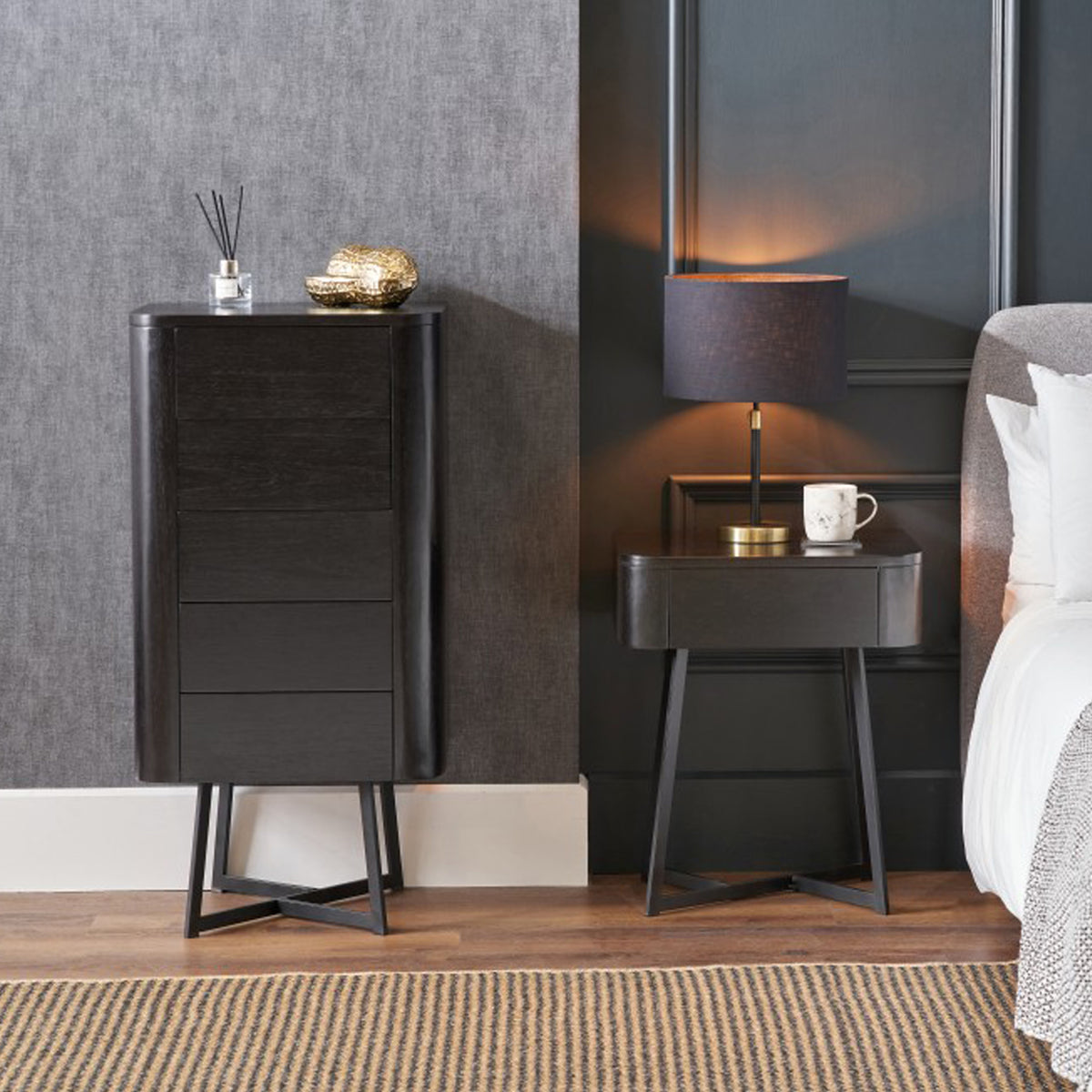 Ukiah Black Ash 1 Drawer Unit from Roseland Furniture