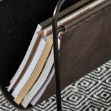 Eliseo Leather Magazine Rack Peppercorn from Roseland Furniture