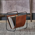 Eliseo Leather Magazine Rack Brown from Roseland Furniture