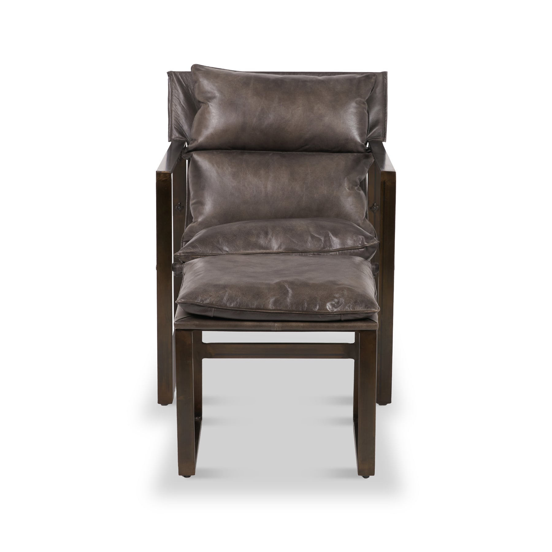 Nico Leather Accent Chair Footstool Peppercorn from Roseland Furniture