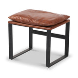 Nico Leather Accent Chair Footstool Brown from Roseland Furniture