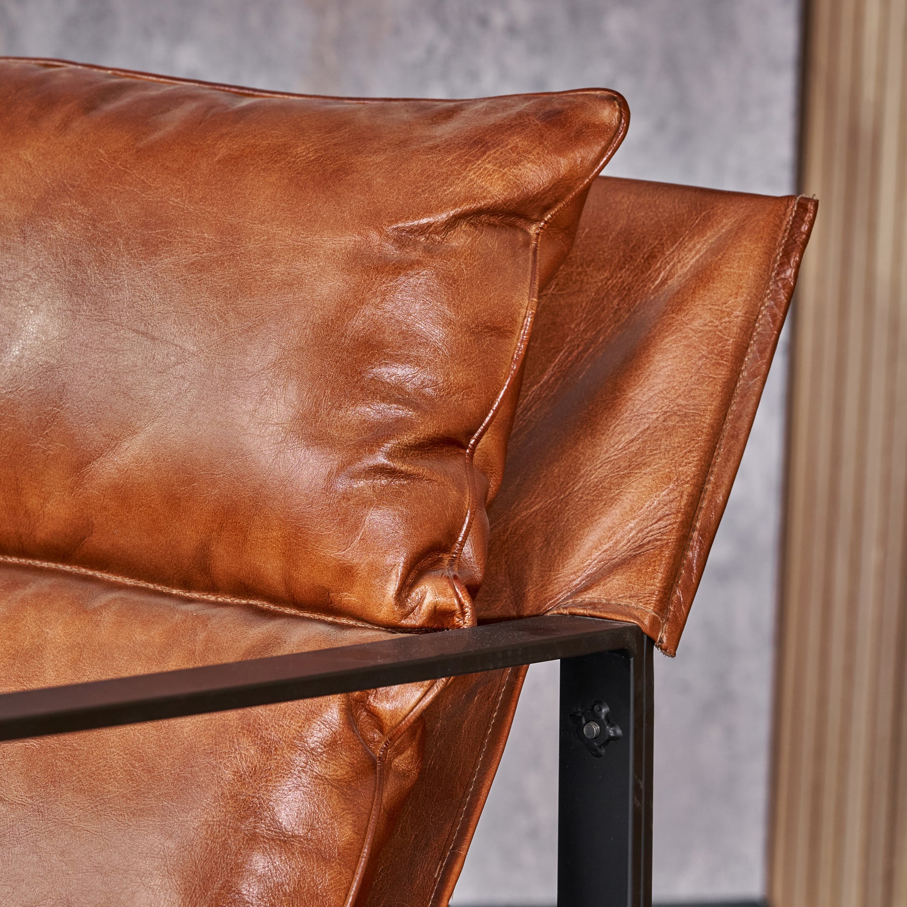 Nico Leather Accent Chair Footstool Brown from Roseland Furniture