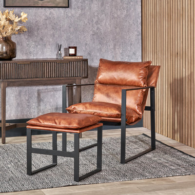 Nico Leather Accent Chair & Footstool