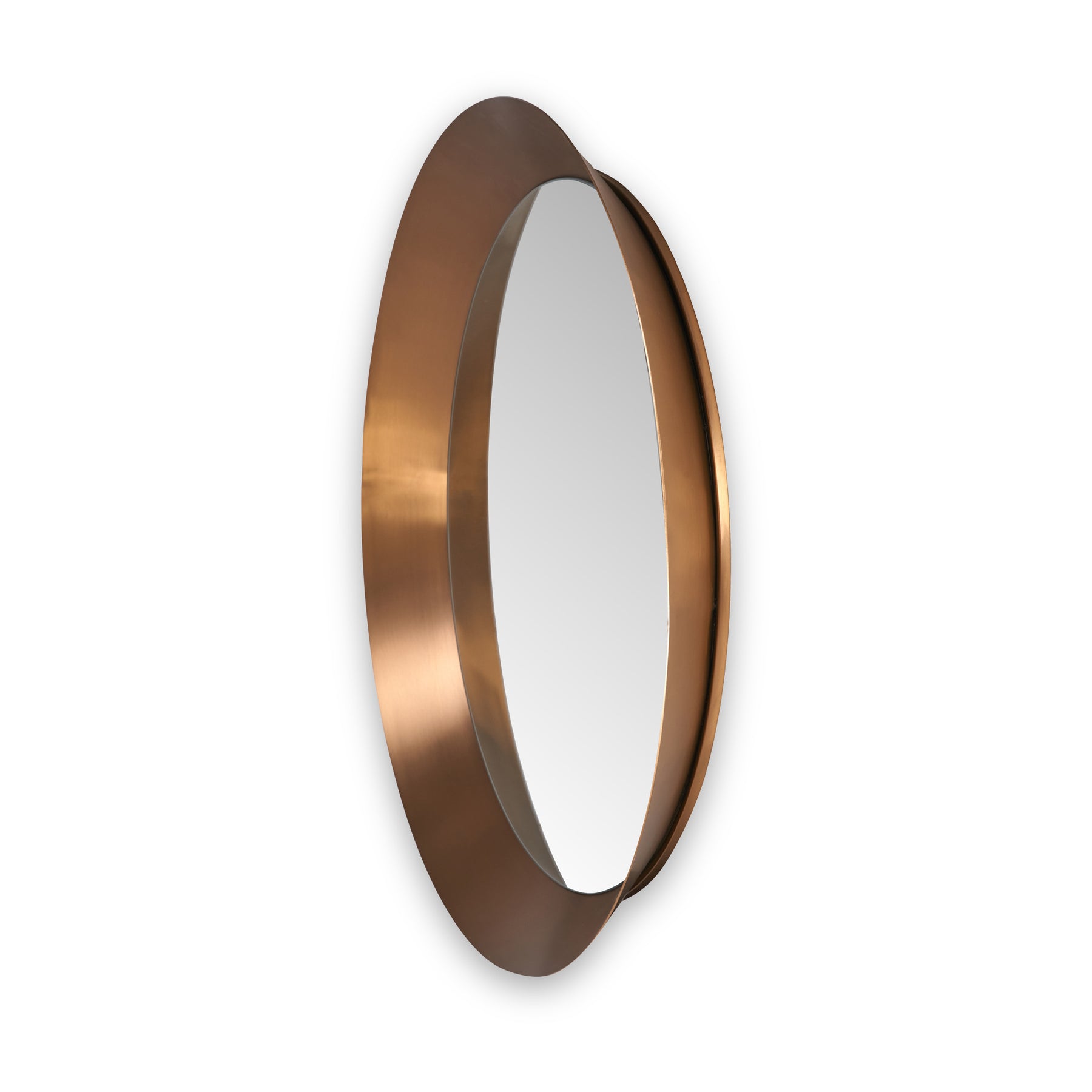 Venice Angled Frame Round Wall Mirror BGold L from Roseland Furniture