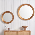Venice Angled Frame Round Wall Mirror BGold S from Roseland Furniture