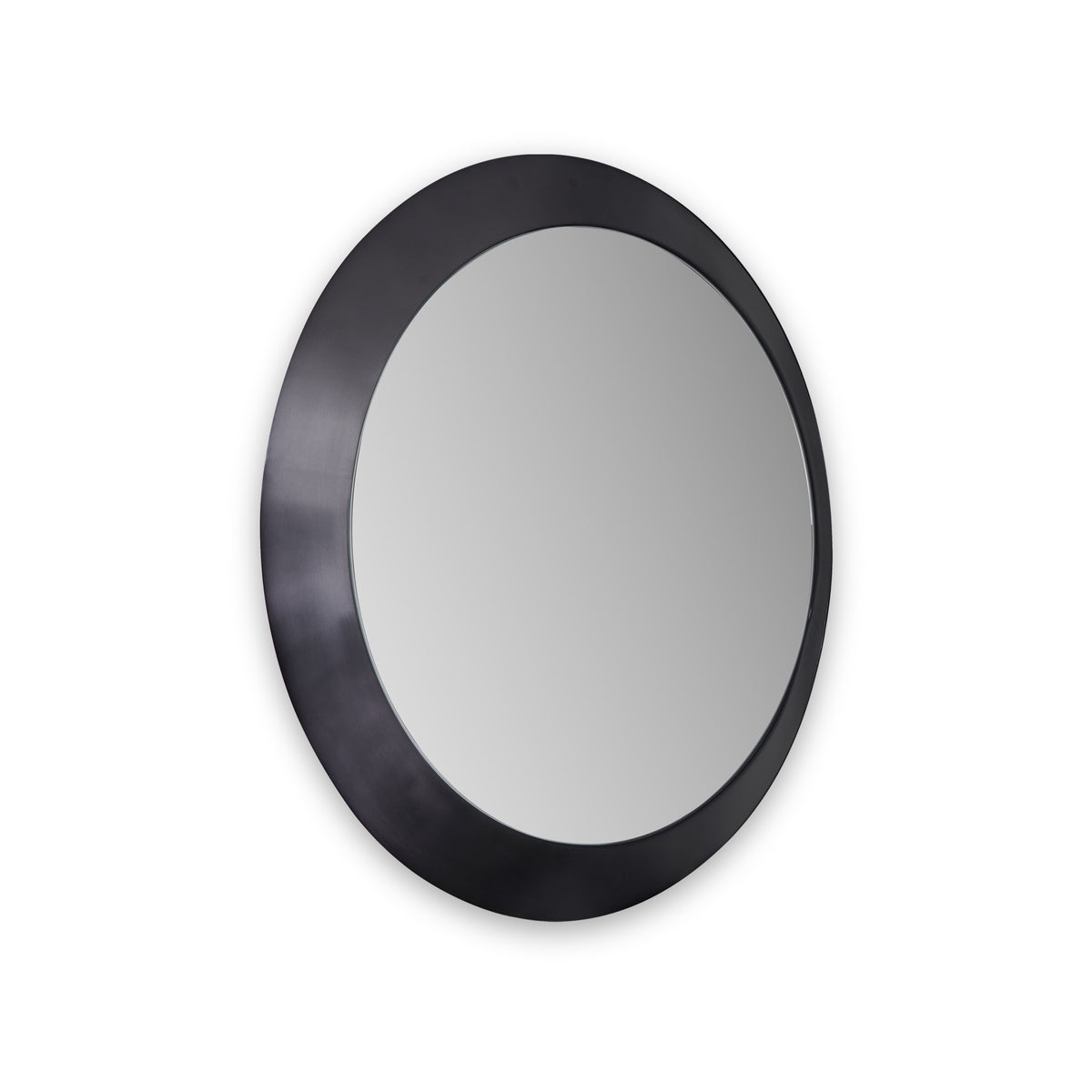 Venice Angled Frame Round Wall Mirror Graphite S from Roseland Furniture