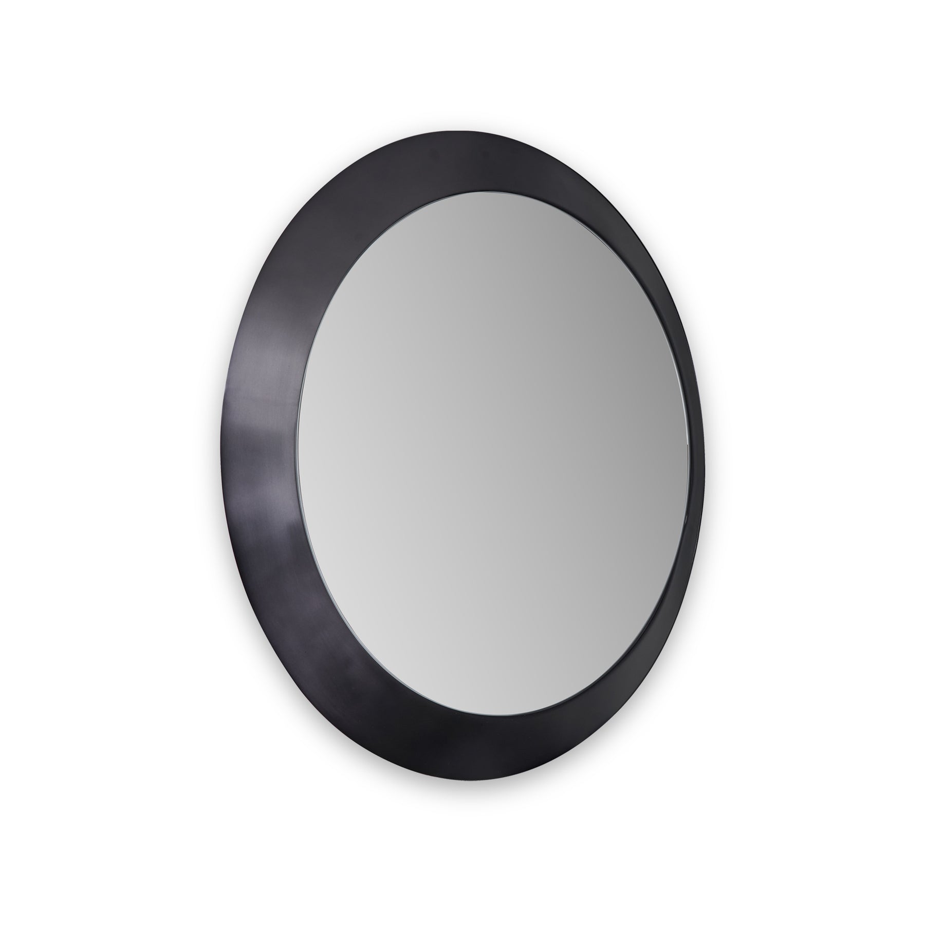 Venice Angled Frame Round Wall Mirror Graphite S from Roseland Furniture