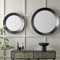 Venice Angled Frame Round Wall Mirror Graphite S from Roseland Furniture