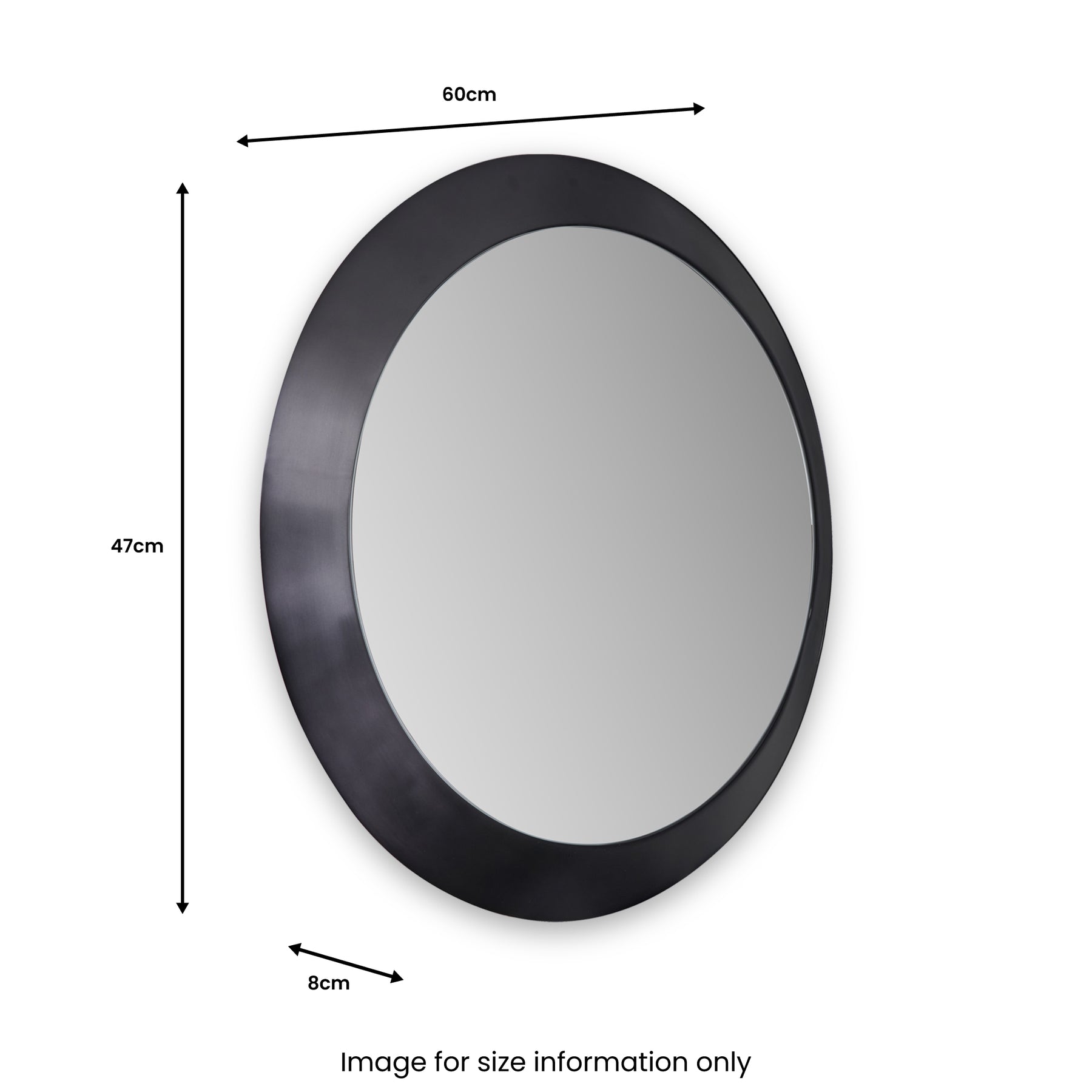 Venice Angled Frame Round Wall Mirror Graphite S from Roseland Furniture