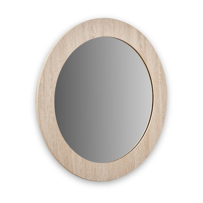 Travertine Effect Round Wall Mirror
