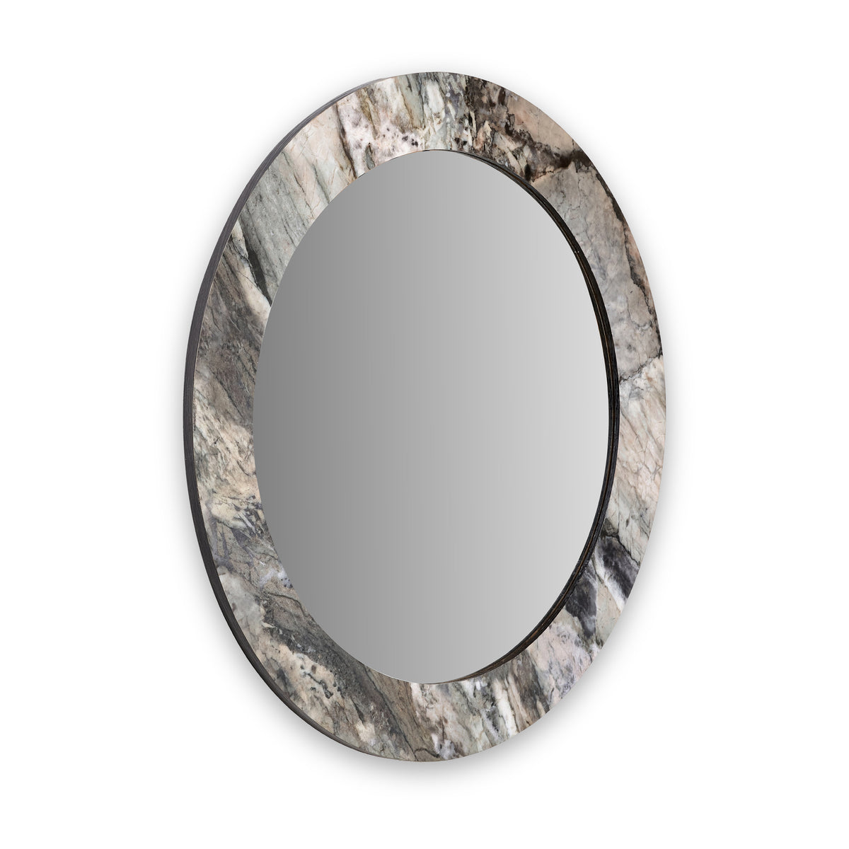 Jade Marble Effect Round Wall Mirror from Roseland Furniture