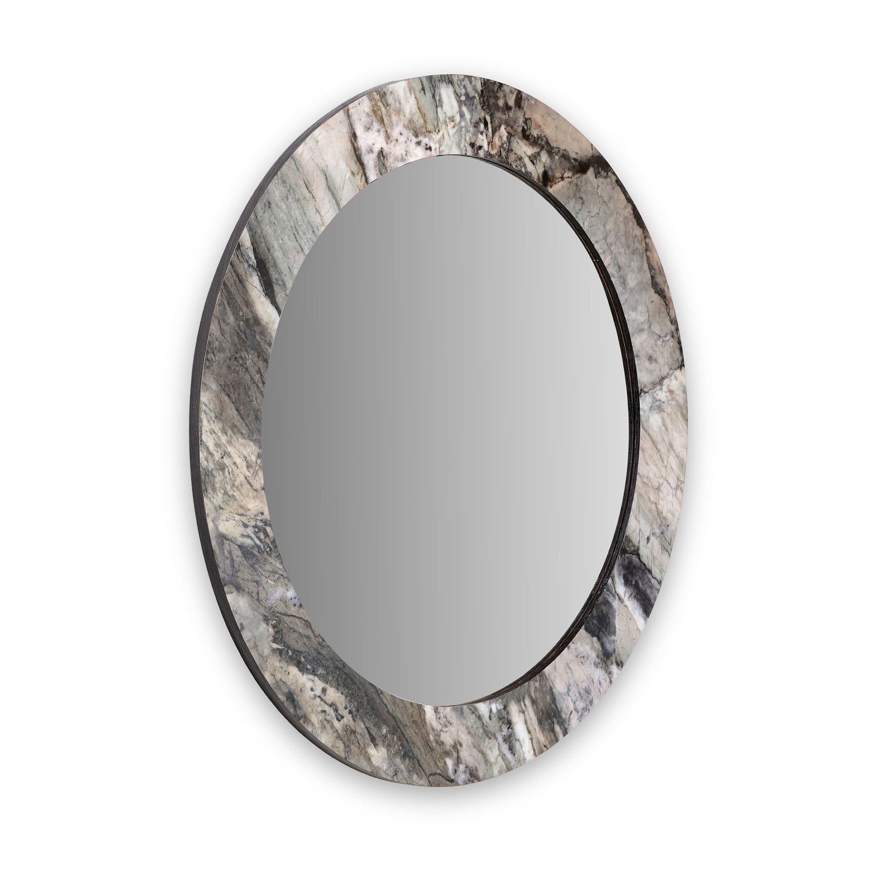 Jade Marble Effect Round Wall Mirror from Roseland Furniture